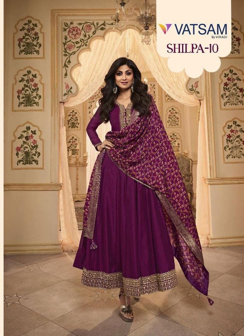 Shilpa 10 By Viradi Silk Embroidery Long Anarkali Readymade Suits Wholesale Online
 Catalog